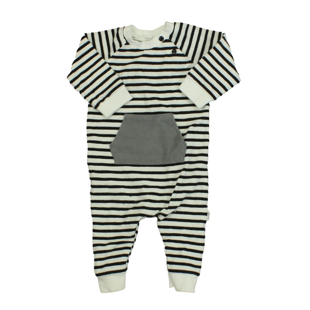 Miles Boys White | Black Stripes Long Sleeve Outfit size: 6 Months